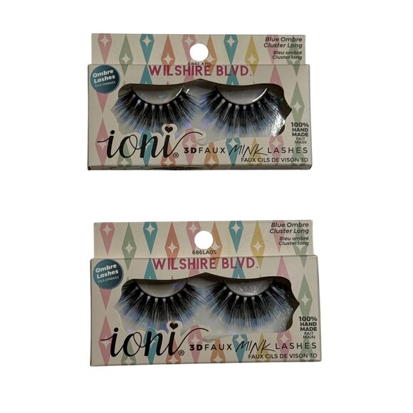 Ioni Wilshire Blvd Blue Ombré Cluster Long Lashes – 2 Pack Faux Mink - Picture 1 of 5